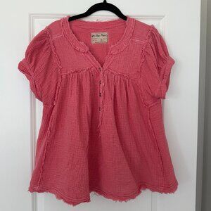 Free People Horizons Double Cloth Top - Coral Paradise - Size XS